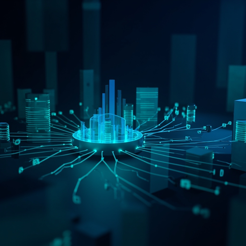 Abstract luminous network topology representing connected infrastructure