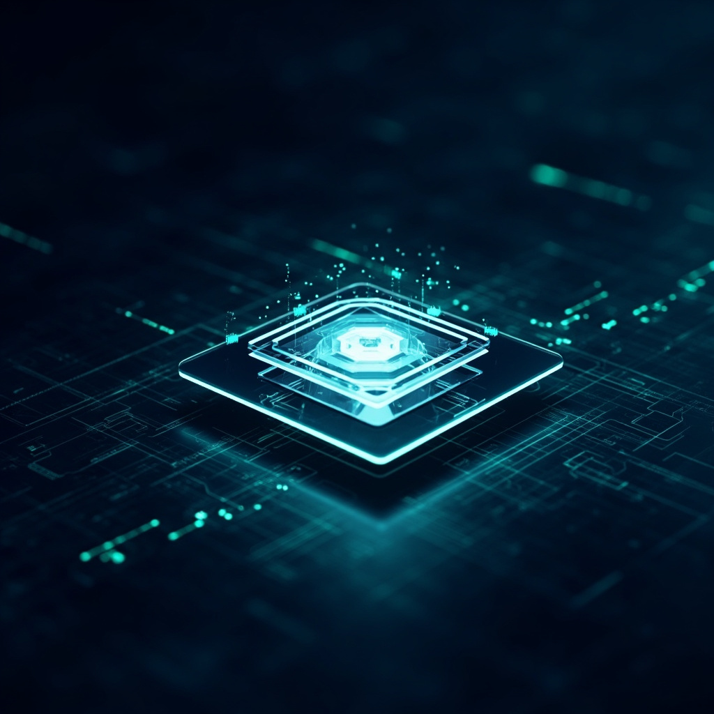 Abstract protected data core representing cybersecurity and governance